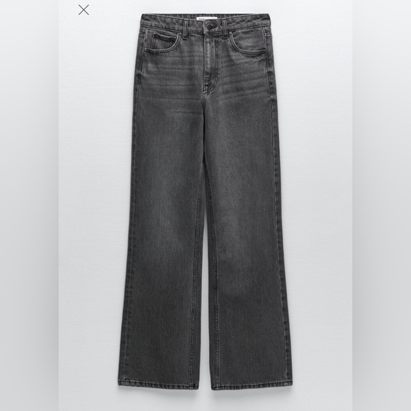 Zara Grey Wide Leg Jeans - Picture 4 of 13